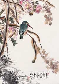 朱颖人 壬子（1972年）作  花鸟 立轴